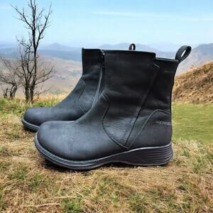 Size 6.5 Merrell Travvy Boots Womens Black Leather Zipper Comfort Outdoor